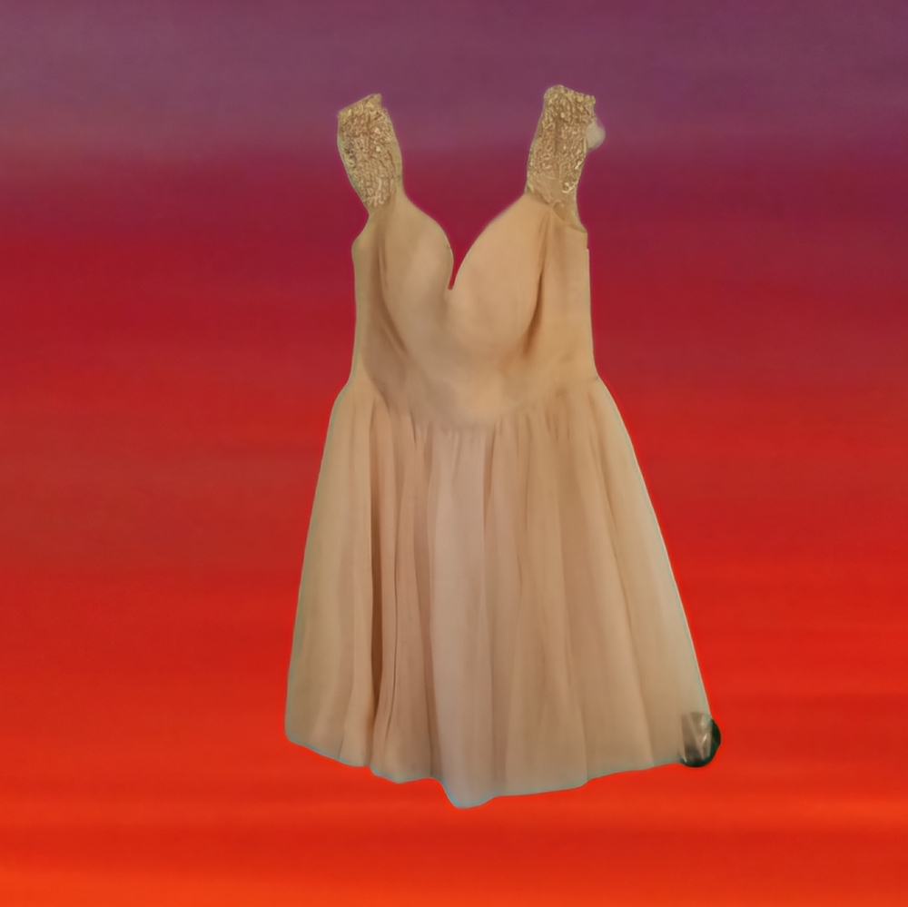 JJ's House gorgeous peach shimmery dress 7